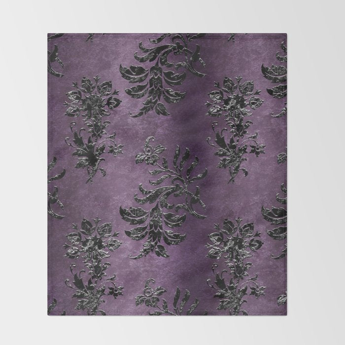 Embossed Black Velvet 03 Throw Blanket Gallery Image 2