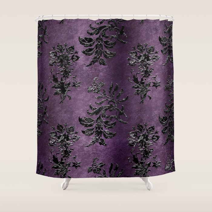 Embossed Black Velvet 03 Shower Curtain Gallery Image 1