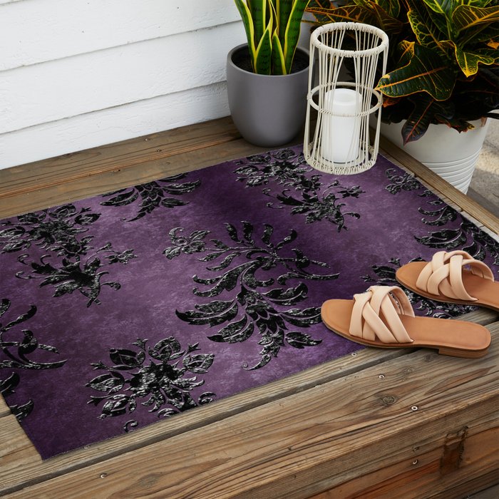 Embossed Black Velvet 03 Outdoor Rug Gallery Image 2
