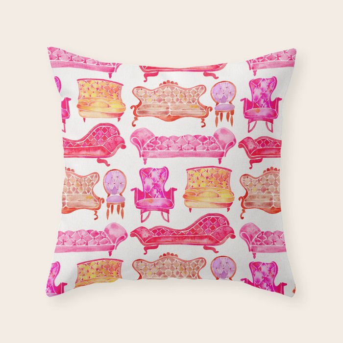 Victorian Lounge - Pink Palette Throw Pillow Gallery Image 6