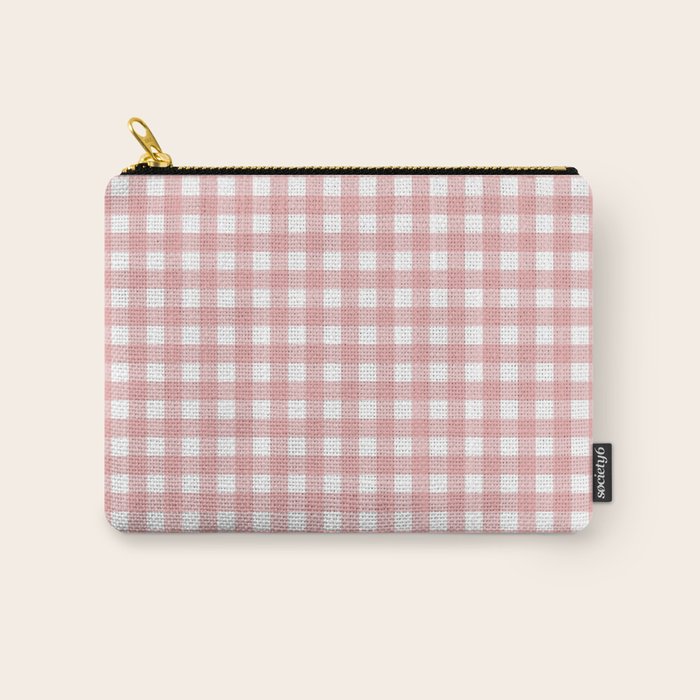 Gingham Check Pattern in Blush Pink and White Carry All Pouch Gallery Image 1