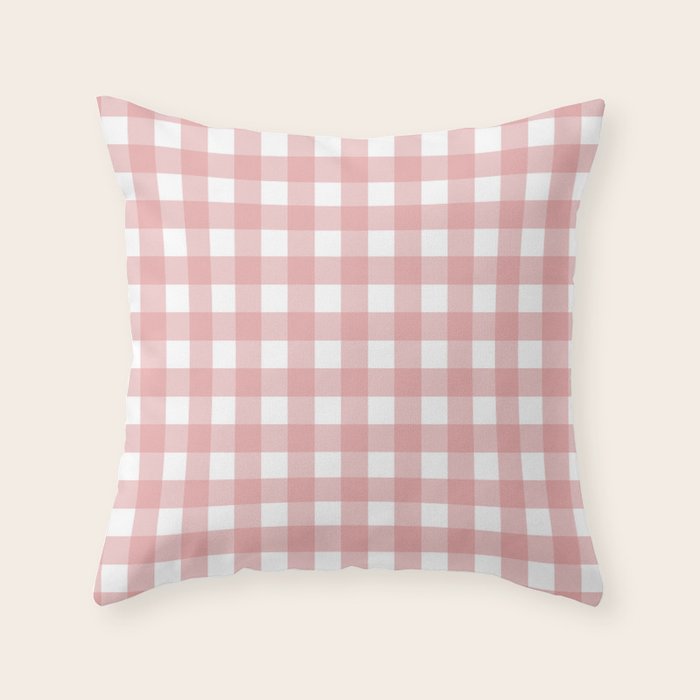 Gingham Check Pattern in Blush Pink and White Throw Pillow Gallery Image 6