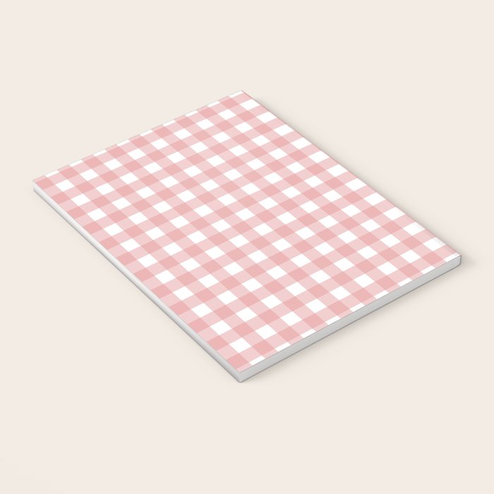 Gingham Check Pattern in Blush Pink and White Notebook Gallery Image 3