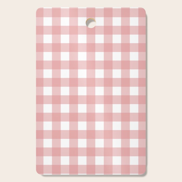 Gingham Check Pattern in Blush Pink and White Cutting Board Gallery Image 1