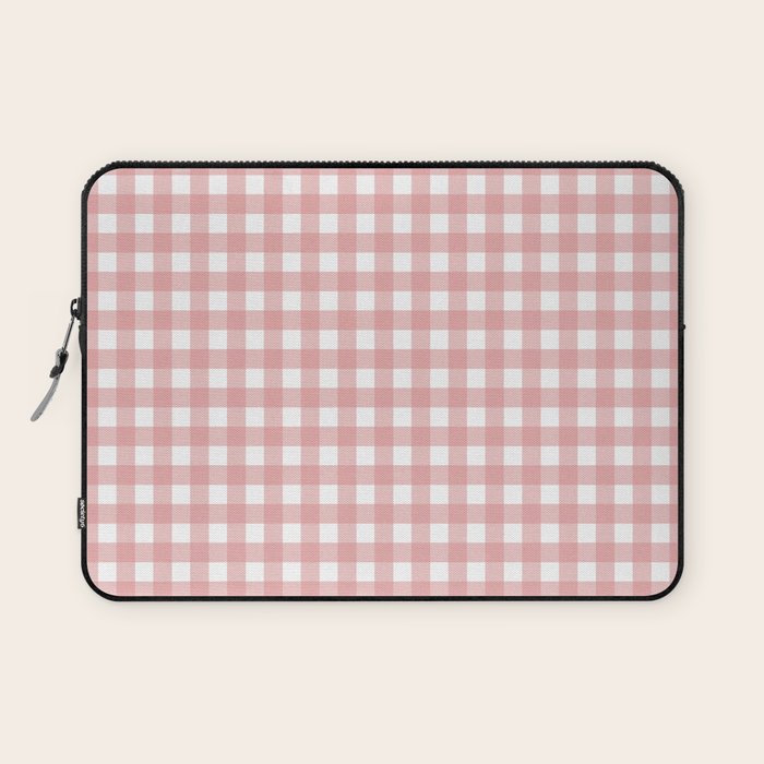 Gingham Check Pattern in Blush Pink and White Laptop Sleeve Gallery Image 1