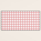 Gingham Check Pattern in Blush Pink and White Desk Mat Gallery Image 3