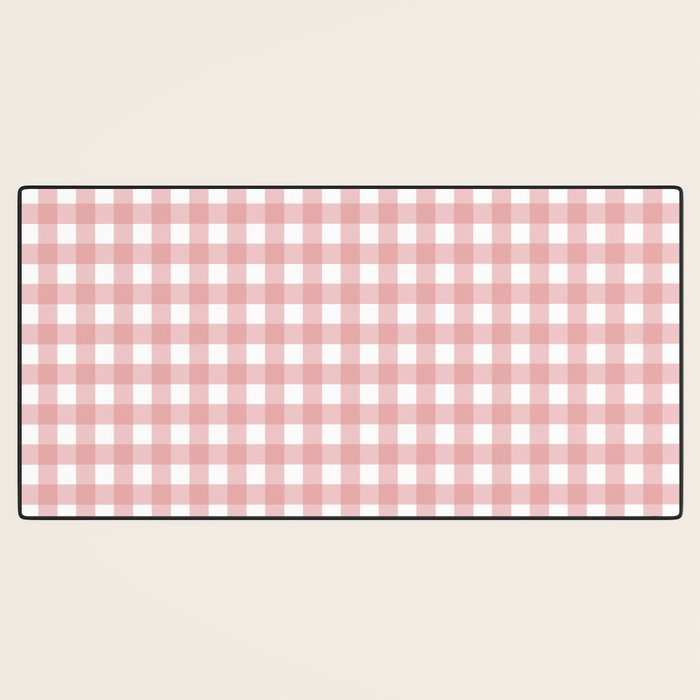 Gingham Check Pattern in Blush Pink and White Desk Mat Gallery Image 3