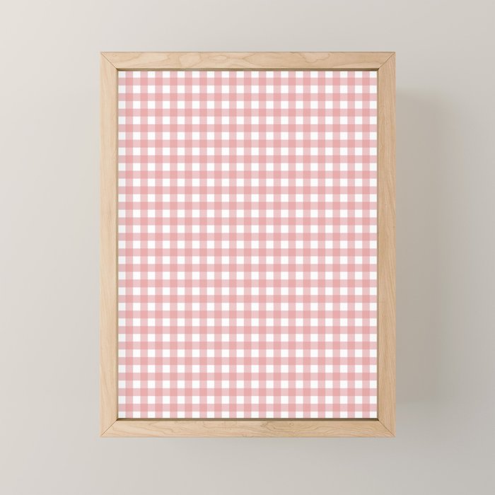 Gingham Check Pattern in Blush Pink and White Mini Art Print Gallery Image 1