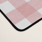 Gingham Check Pattern in Blush Pink and White Desk Mat Gallery Image 4