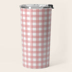 Gingham Check Pattern in Blush Pink and White Travel Mug Gallery Image 2