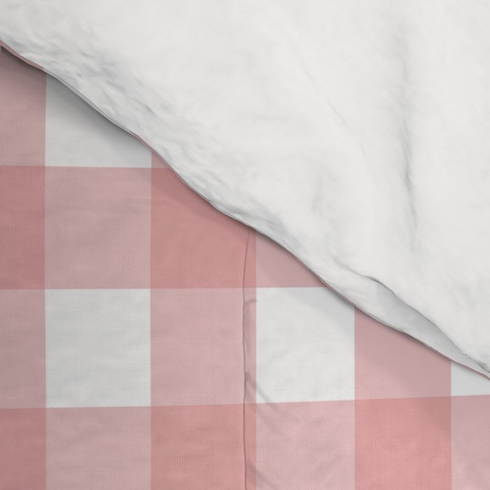 Gingham Check Pattern in Blush Pink and White Comforter Gallery Image 4