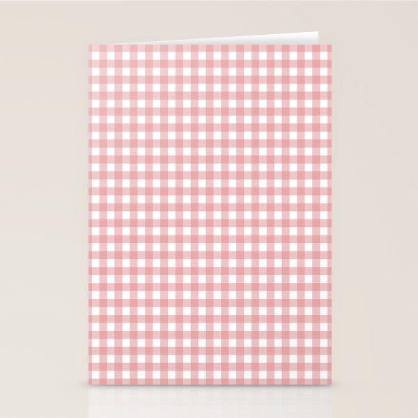 Gingham Check Pattern in Blush Pink and White Stationery Card Gallery Image 1