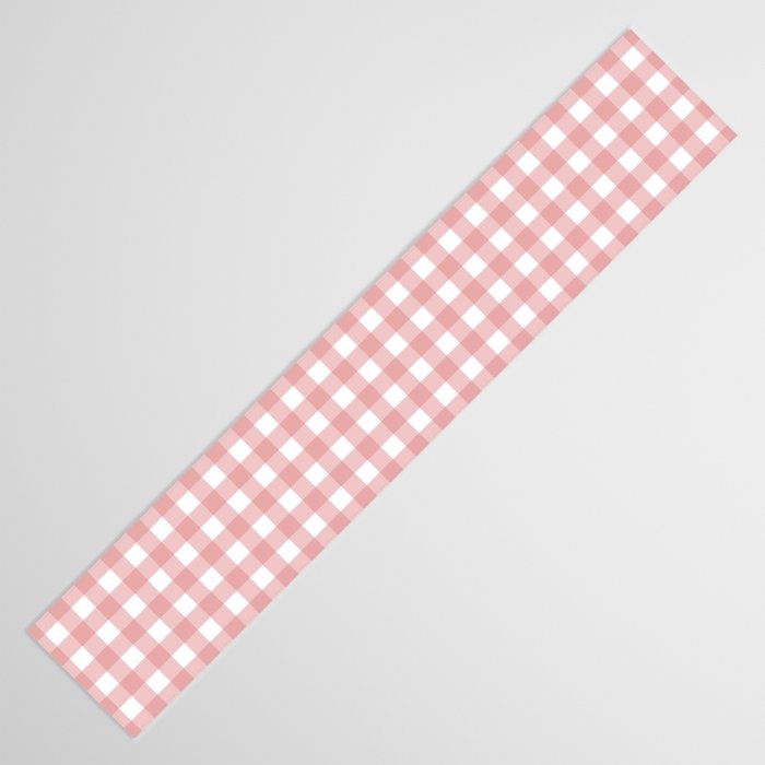 Gingham Check Pattern in Blush Pink and White Table Runner Gallery Image 3