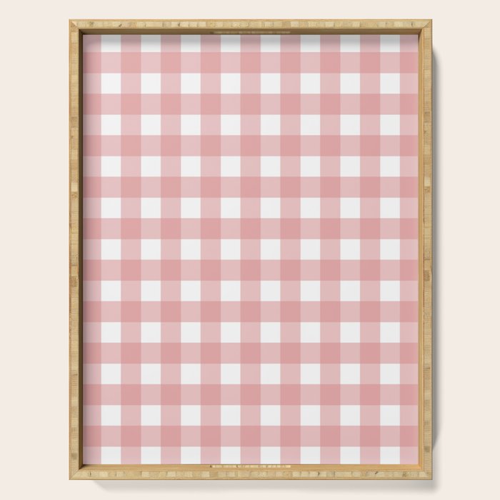 Gingham Check Pattern in Blush Pink and White Serving Tray Gallery Image 1