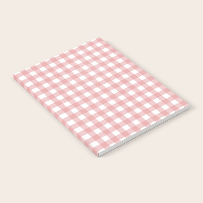 Gingham Check Pattern in Blush Pink and White Notebook Gallery Image 1