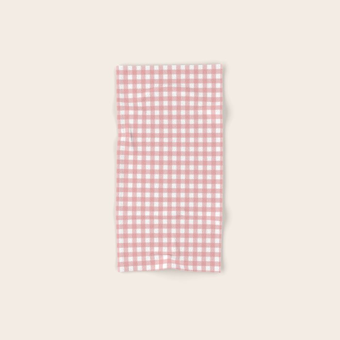 Gingham Check Pattern in Blush Pink and White Bath Towel Gallery Image 1