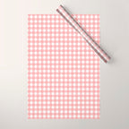 Gingham Check Pattern in Blush Pink and White Wrapping Paper Gallery Image 1