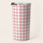 Gingham Check Pattern in Blush Pink and White Travel Mug Gallery Image 3