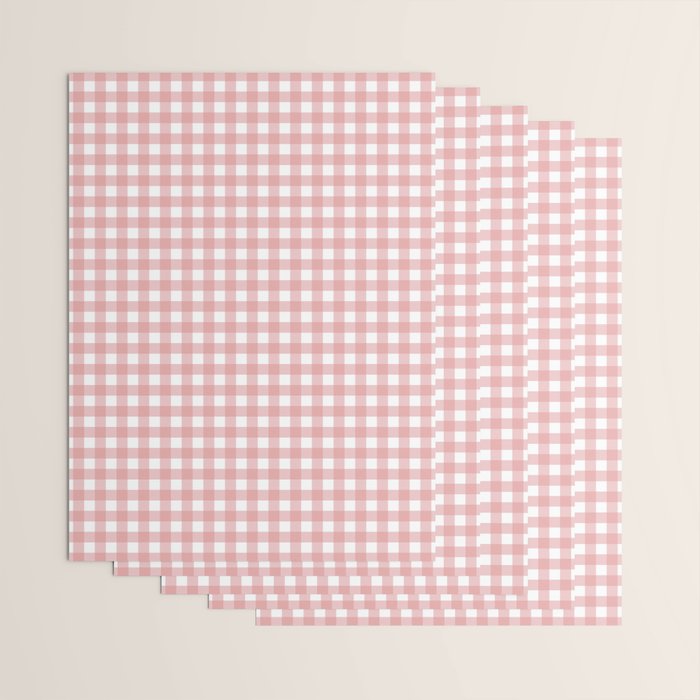 Gingham Check Pattern in Blush Pink and White Wrapping Paper Gallery Image 3