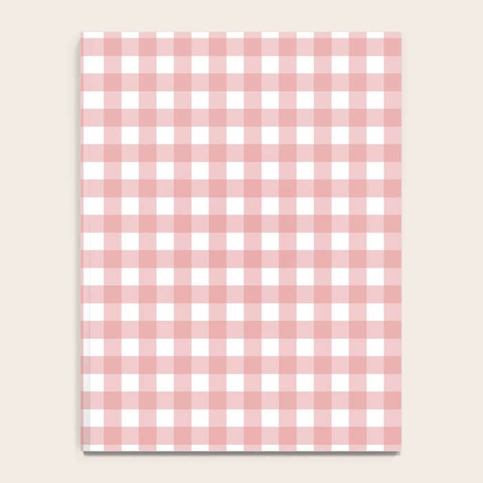 Gingham Check Pattern in Blush Pink and White Notebook Gallery Image 4