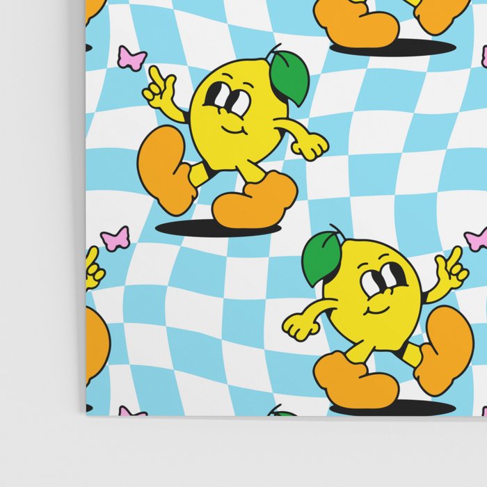 Retro lemon cartoon character pattern Poster Gallery Image 3