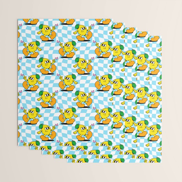 Retro lemon cartoon character pattern Wrapping Paper Gallery Image 3
