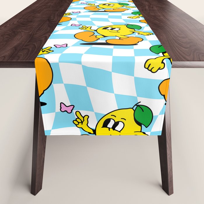 Retro lemon cartoon character pattern Table Runner Gallery Image 1