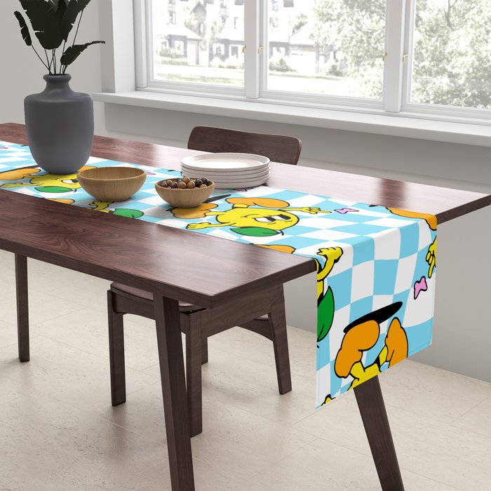 Retro lemon cartoon character pattern Table Runner Gallery Image 2