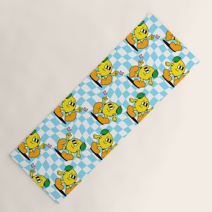 Retro lemon cartoon character pattern Yoga Mat Gallery Image 1