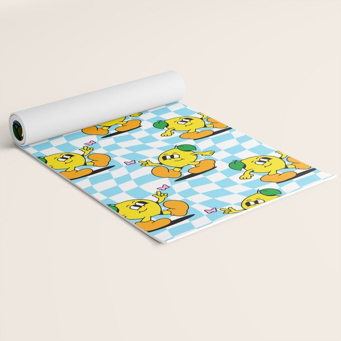 Retro lemon cartoon character pattern Yoga Mat Gallery Image 2