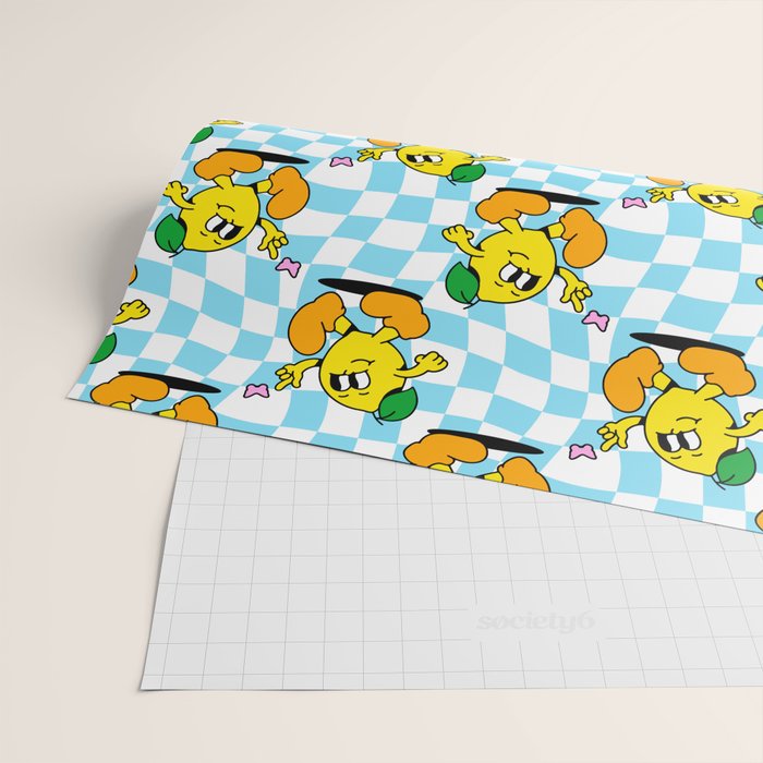 Retro lemon cartoon character pattern Wrapping Paper Gallery Image 2