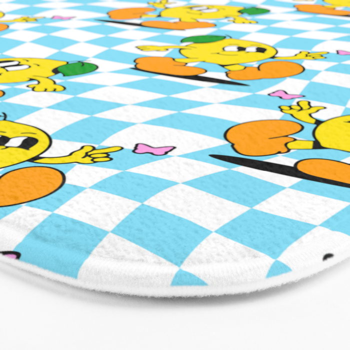 Retro lemon cartoon character pattern Bath Mat Gallery Image 3