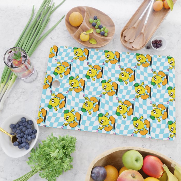 Retro lemon cartoon character pattern Cutting Board Gallery Image 2