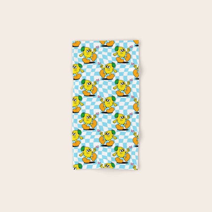 Retro lemon cartoon character pattern Bath Towel Gallery Image 1