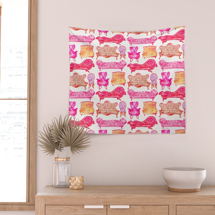 Victorian Lounge - Pink Palette Wall Tapestry Gallery Image 2