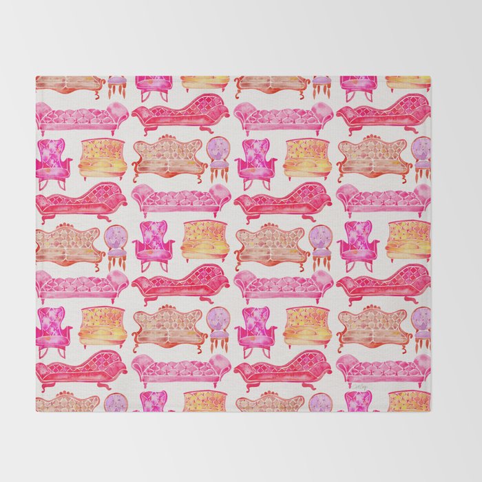 Victorian Lounge - Pink Palette Throw Blanket Gallery Image 2