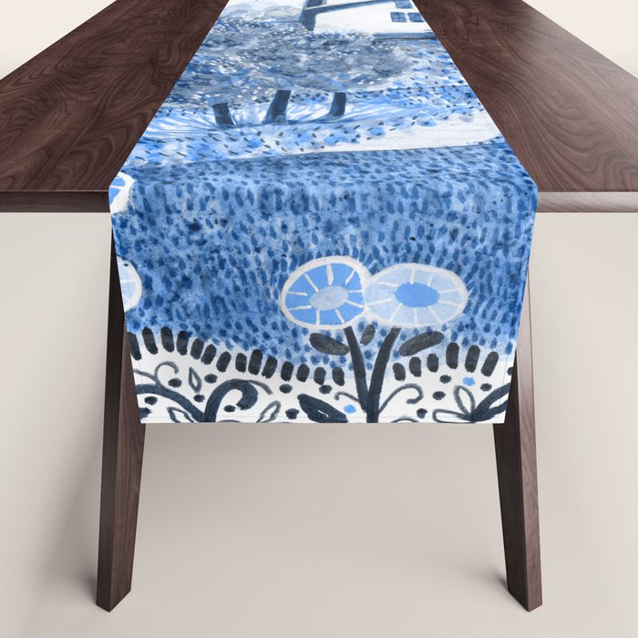 The Old Country Farm in Navy Blue - Farm House Decor Table Runner Gallery Image 1