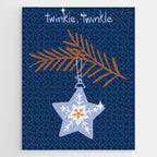 Cheerful twinkle Christmas star blue Jigsaw Puzzle Gallery Image 1