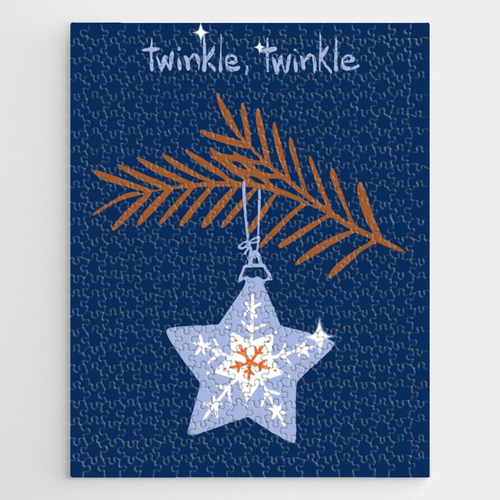 Cheerful twinkle Christmas star blue Jigsaw Puzzle Gallery Image 1
