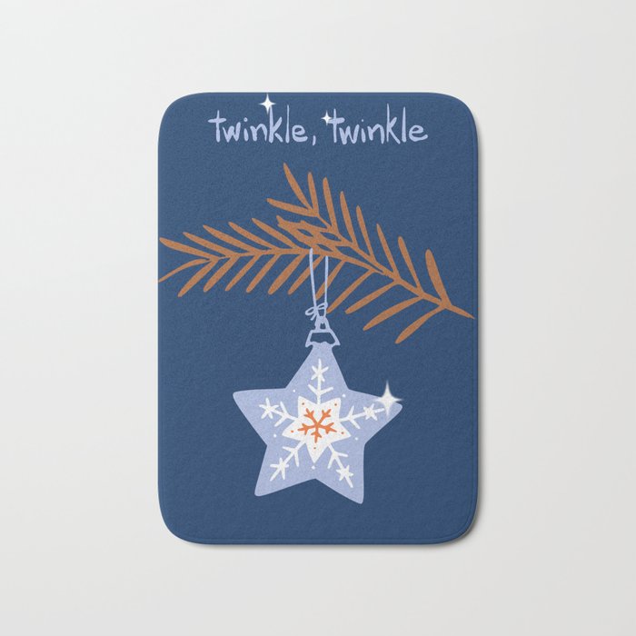 Cheerful twinkle Christmas star blue Bath Mat Gallery Image 1