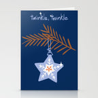 Cheerful twinkle Christmas star blue Stationery Card Gallery Image 2