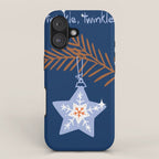 Cheerful twinkle Christmas star blue iPhone Case Gallery Image 1
