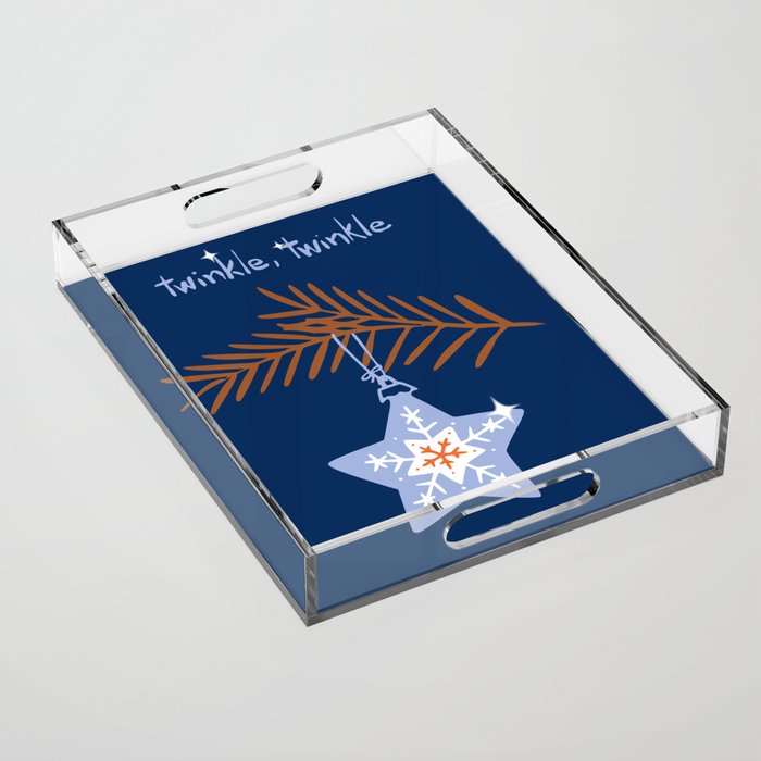 Cheerful twinkle Christmas star blue Acrylic Tray Gallery Image 1