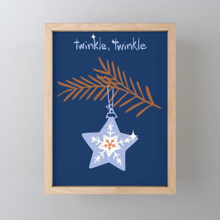 Cheerful twinkle Christmas star blue Mini Art Print Gallery Image 1