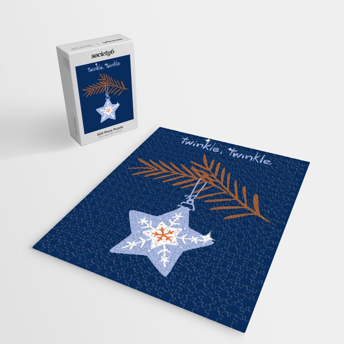 Cheerful twinkle Christmas star blue Jigsaw Puzzle Gallery Image 2