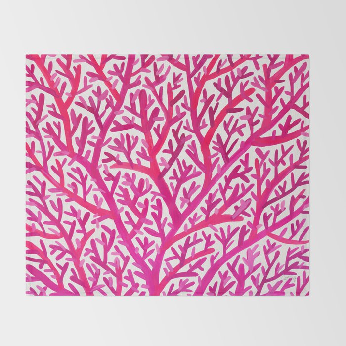 Fan Coral - Pink OmbrÃ© Throw Blanket Gallery Image 2