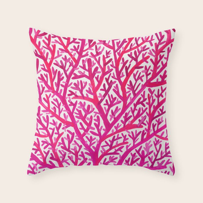 Fan Coral - Pink OmbrÃ© Throw Pillow Gallery Image 1