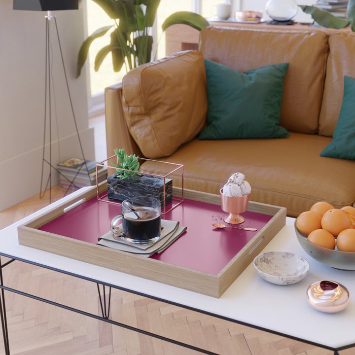 Mulberry Pink Solid Color Serving Tray Gallery Image 2