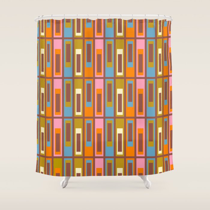 Eclectic Geometric Mid Century Modern Lexington Ave Pattern Shower Curtain Gallery Image 1