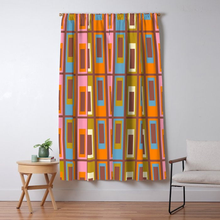 Eclectic Geometric Mid Century Modern Lexington Ave Pattern Window Curtain Gallery Image 1